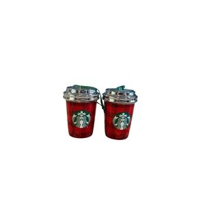 Starbucks Holiday 2016 Plaid Coffee Cup Ornaments 2pk Christmas Tree Decorations
